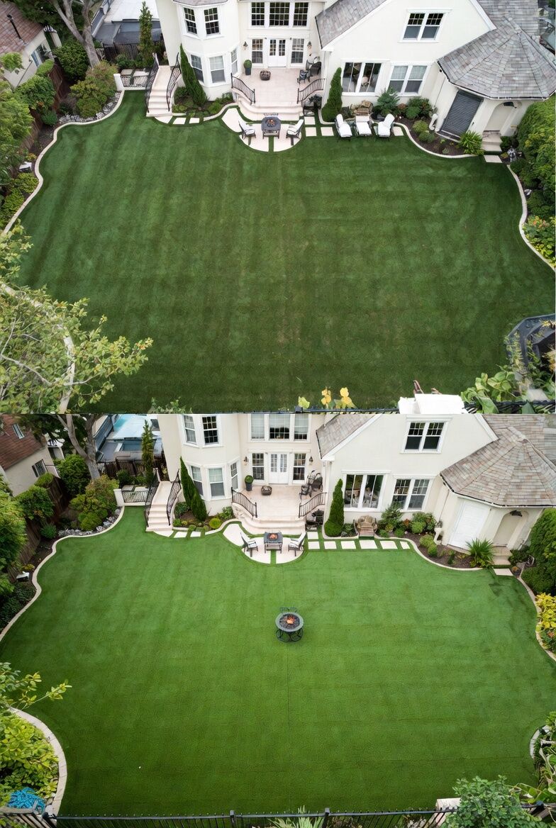 Luxury estate backyard turf installation