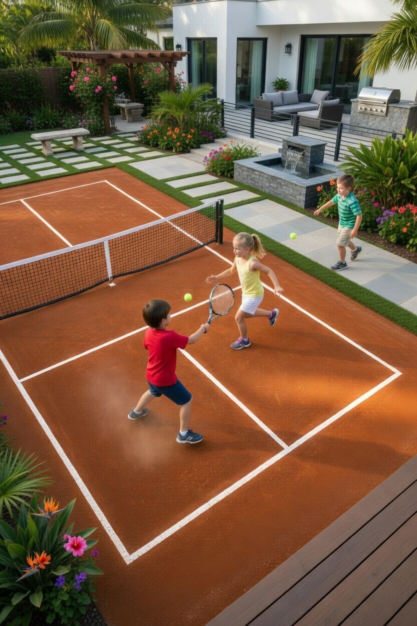 Kids on Tennis Court